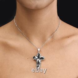 925 Sterling Silver White Buffalo Cross Pendant Jewelry Gift for Women Ct 10.5