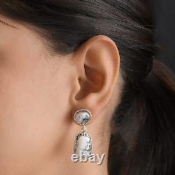 925 Sterling Silver White Buffalo Dangle Drop Earrings Jewelry for Women Ct 17.9