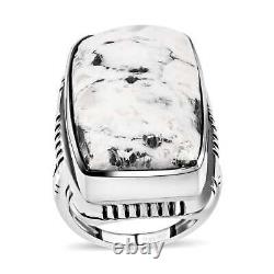 925 Sterling Silver White Buffalo Solitaire Ring Jewelry Gift Ct 24.6