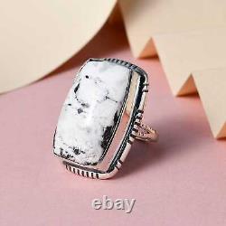 925 Sterling Silver White Buffalo Solitaire Ring Jewelry Gift Ct 24.6