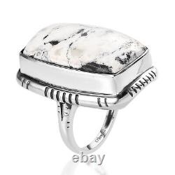 925 Sterling Silver White Buffalo Solitaire Ring Jewelry Gift Size 10 Ct 24.6