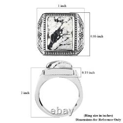 925 Sterling Silver White Buffalo Solitaire Ring Jewelry Gift Size 11 Ct 11.2