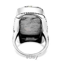 925 Sterling Silver White Buffalo Solitaire Ring Jewelry Gift Size 7 Ct 24.6