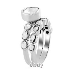 925 Sterling Silver White Polki Diamond Stackable Ring Jewelry Gift Size 11 Ct 1