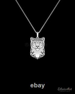 925 Sterling Silver Wild Leopard Snow Leopard Necklace Gift For Leopard Lovers
