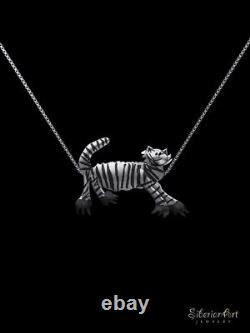 925 Sterling Silver Wild Tiger Tiger Necklace Gift For Tiger Lovers Wild Jewelry