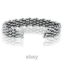 925 Sterling Silver Wire Men Women Twisted Wide Cuff Bracelet VY Jewelry Gift