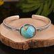 925 Sterling Silver Women Cuff Bangle With Kingman Turquoise Jewelry Gift