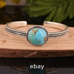 925 Sterling Silver Women Cuff Bangle With Kingman Turquoise Jewelry Gift