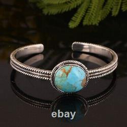 925 Sterling Silver Women Cuff Bangle With Kingman Turquoise Jewelry Gift