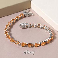 925 Sterling Silver Women Jewelry Gift Platinum Plated Fire Opal Tennis Bracelet