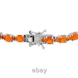 925 Sterling Silver Women Jewelry Gift Platinum Plated Fire Opal Tennis Bracelet