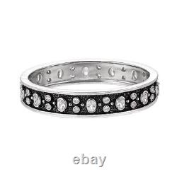 925 Sterling Silver Women's Classic Round CZ Belt Open Bangle Party Jewelry Gift