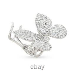 925 Sterling Silver cocktail Ring White Flying butterfly women round moving gift