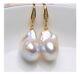 925 silver Zircon Natural Freshwater Baroque Pearl Drop Earrings Jewelry Gift
