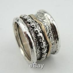 9K Gold 925 Sterling Silver Meditation Ring Wedding Fashion Jewelry Gifts