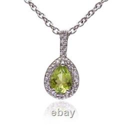 AAA+ Natural Peridot Gemstone Pendant 925 Sterling Silver Teardrop Jewelry Gift