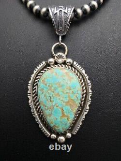 AMAZING Navajo Sterling Silver TURQUOISE#8 Necklace Pendant 2.75 8239 Gift Sale
