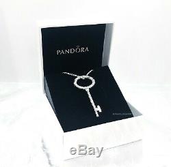 AUTHENTIC PANDORA 925 Silver Regal Pattern Key Pendant Necklace 397676 +Gift Box