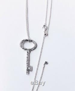 AUTHENTIC PANDORA 925 Silver Regal Pattern Key Pendant Necklace 397676 +Gift Box