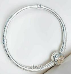 AUTHENTIC PANDORA BRACELET 2-TONE SIGNATURE With14K #590741CZ WITH GIFT 7.5 in