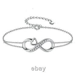 Adjustable Bracelet 925 Sterling Silver Infinity Love Heart Gifts for Women, Mom