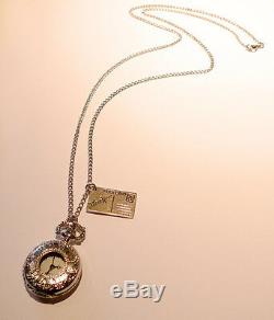 Alice in Wonderland Pocket Watch-I Love You Postcard- Silver-Clock Necklace-Gift