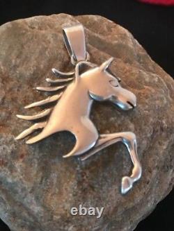 Amazing Navajo Sterling Silver Horse Head Pendant 2 Rare Gift Sale