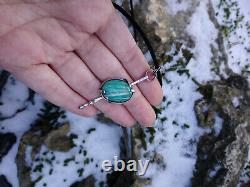 Amazonite sterling silver pendant Bar necklace Mens minimalist jewelry gift him