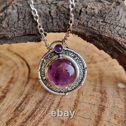 Amethyst Gemstone Necklace Handmade Silver Gemstone Jewelry, Anniversary Gift