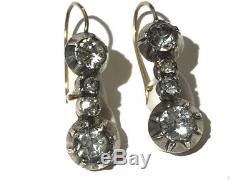 Antique 9ct Gold Silver Georgian / Victorian Paste Drop Earrings GIFT BOXED