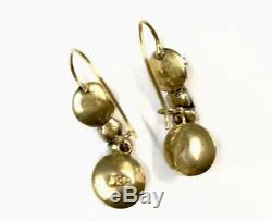 Antique 9ct Gold Silver Georgian / Victorian Paste Drop Earrings GIFT BOXED