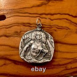 Antique Art Nouveau Stylish Sterling Silver Haiti Lady Pendant Gift