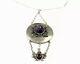 Antique Beaten Silver Purple Quartz ARTS & CRAFTS Pendant Necklace GIFT BOXED