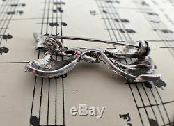 Antique Edwardian 935 Fine Silver Marcasite Bow Brooch Superb Cond Bridal Gift