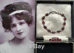 Antique Edwardian Sterling Silver Table Cut Garnet Riviere Bracelet Bridal Gift