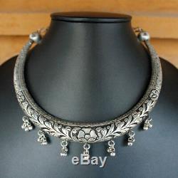 Antique Old Silver Hasli Necklace Cuff Wedding Ethnic Tribal Women Gift Jewelry