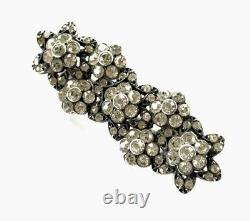 Antique Victorian Glittery Silver Daisy Flower Paste Brooch 50x18mm GIFT BOXED