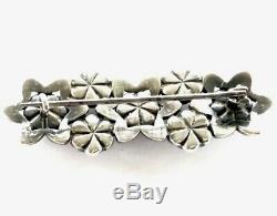 Antique Victorian Glittery Silver Daisy Flower Paste Brooch 50x18mm GIFT BOXED