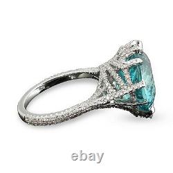 Aqua Blue Round Ring 925 Sterling Silver Sparkly Studded Basket Jewelry gift her