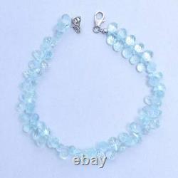 Aquamarine teardrops gemstone 1 necklace +1 bracelet 925 silver jewelry Gift