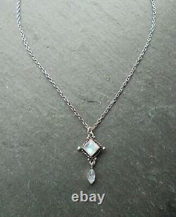 Aurora Moonstone Crystal Silver Necklace, Gemstone, Quartz, Boho Jewelry, Gift