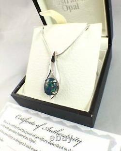Australian Natural Opal Necklace Pendant, 925 Sterling Silver Jewelry Gift
