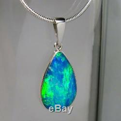 Australian Natural Opal Pendant 7ct Solid Silver Inlay Fine Jewelry Gift Gem 968