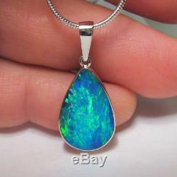 Australian Natural Opal Pendant 7ct Solid Silver Inlay Fine Jewelry Gift Gem 968