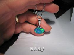 Australian Silver Opal Pendant Natural Sapphire Jewelry Gift 9.45ct I88