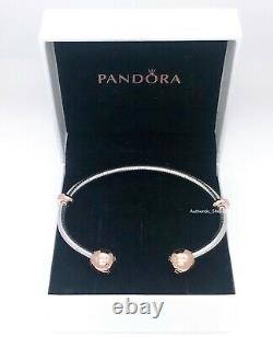 Authentic PANDORA Rose Silver Moment Snake Chain Bangle Charm Bracelet 588291