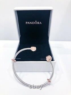 Authentic PANDORA Rose Silver Moment Snake Chain Bangle Charm Bracelet 588291