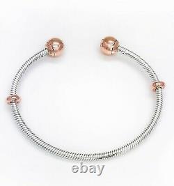 Authentic PANDORA Rose Silver Moment Snake Chain Bangle Charm Bracelet 588291