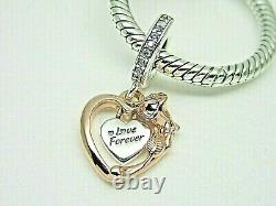 Authentic Pandora #B801507-60 Heart & Rose Flower O Pendant Necklace Gift Set